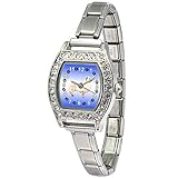 American Eskimo Timest - American Eskimo - Damenuhr Italian Charms mit Strass Rechteckig Analog Quarz BJ1131