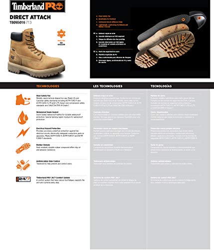 Timberland PRO Bota de trabalho masculina Direct Attach 15 cm, bico de segurança, impermeável, isola