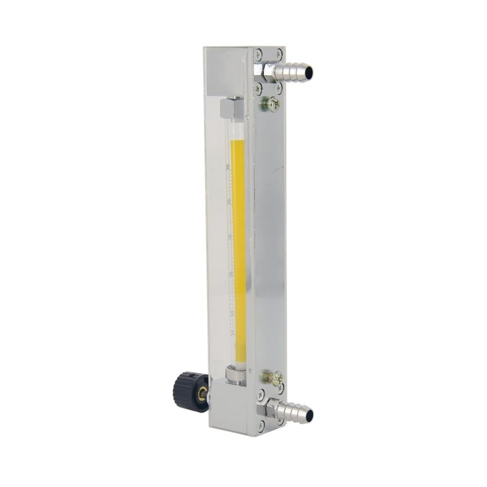 NURII Stainless Steel Glass Rotameter Flow Meter with Control Valve for Liquid and Air, Conectrator,it Can Adjust Flow, LZB-6F(6-60 LPH for Liquid)