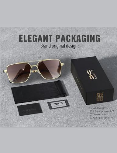 Image of LUENX Aviator Sunglasses for Women Men Polarized Lens Trendy Sun Glasses - UV 400 Protection 60MM with Accessories Driving