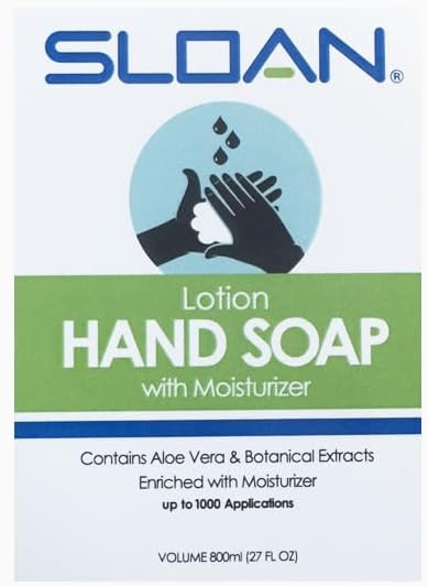 Sloan ESD-217 Lotion Hand Soap with Moisturizer, 27-Ounce Bottle - Contains Aloe Vera and Vitamin E, Enriched with Glycerin Moisturizer, 1000 Applications, 0346017
