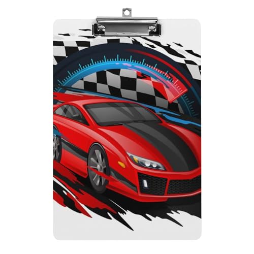 Porte bloc A4 voiture de rallye rouge avec clip extra plat anti-rayures