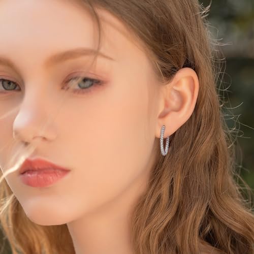 Twisted Hoop Earrings for Women Sterling Silver Hoop Earrings for Women Trendy Hypoallergenic Chunky Loop Earrings for Sensitive Ears Minimalist Fashion Huggie Earring Birthday Gifts for Ladies3