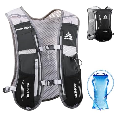 TRIWONDER Hydration Pack Backpack 5L Marathoner Running Race Hydration Vest (Black - with 1.5L Water Bladder) Cover