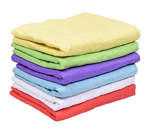 Image of (PurpleCrown), Pack of 6pieces Multicolor Pure Breathable Cotton and high Absorbent Cribsheet for Newborn Babies, Swaddler Cum Comforter for Infants.(Children: L, 100cmx80cm, Purple)