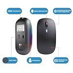 Wireless Bluetooth Mouse, Rechargeable, LED, Silent, Ultra-thin Design (Bluetooth 5.2 and 2.4GHz USB Receiver) | Portable Computer Mouse for Laptops, iPads, MacBooks and Apple Devices (Black) - Image 5