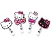 Finex Set of 4 Hello Kitty Badge ID Clip Reel Retractable Holder Office Work Nurse Name Badge Tag Clip On Card Holders Cute - 30 inch Cord Extension