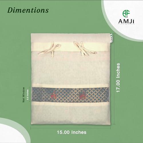Image of Pure Cotton Saree Bags Set of 6 | Big Size 17x15 Inches Saree Covers with Transparent Net Window | Knot Style Saree Organizer for Storage | White Wardrobe Organizer for Women