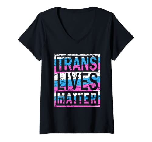Womens Trans Lives Matter Transgender Pride Trans Gay LGBTQ Unity V-Neck T-Shirt