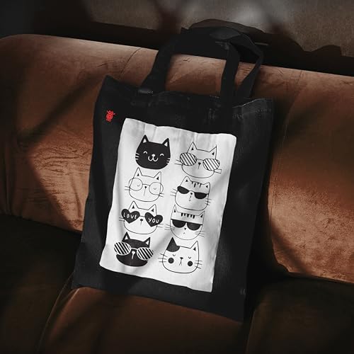 Image of ZORI Black Tote Bag With Pocket Printed Designed Canvas Tote Bags For Women large capacity,Tote bag For Shopping, College, Travel, More Canvas Handbag For Unisex Bag