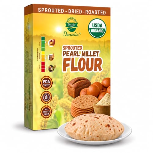Danodia Foods USDA Organic Sprouted Bajra Pearl Millet Flour, 2 lb Pack