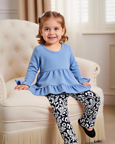 Image of Weebaby Baby Girl Clothes Infant Toddler Girl Clothing Ruffle Shirt High Low Top Floral Allover Pant Little Girls Clothes