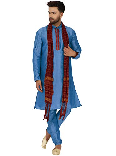 SKAVIJ Kurta Pyjama Écharpe - Robe De Fête Mariage - Costume Homme (Turquoise, Medium)