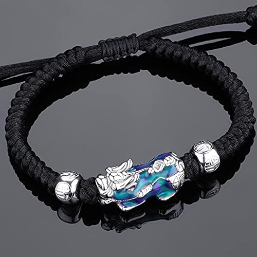 Toltec Lighting Feng Shui Farbwechsel Pixiu Armbandamulett Natürliches Silber Chakra Armband Heilung Armband Buddhistisches Armband Hand Gewebte Perlen Schwarzes Seil Glück Amulett,Schwarz Cover