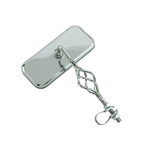 Fenix Cycles Rectangle Cage Twisted Bike Mirror Chrome, No Reflectors