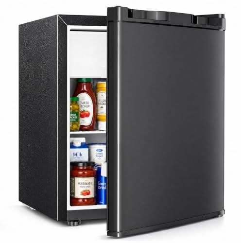 Image of Antarctic Star Compact Refrigerator Mini Fridge with Single Reversible Door,Wire Shelf,Defrost Button, for Bedroom /Office /Dorm,1.3 Cu. Ft,Blcak