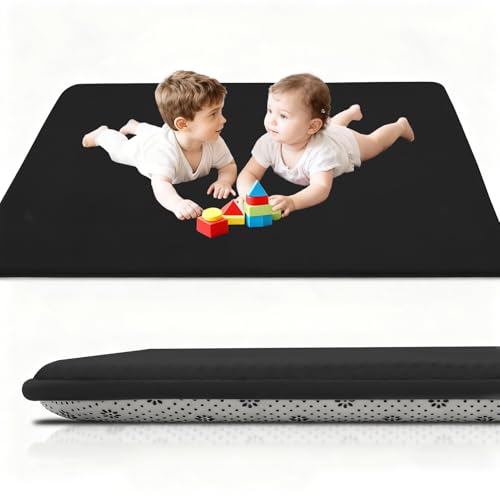 Stqyeiw Tappeto Bambini Spessa2 cm Tappeto Neonato Gattonamento, Nero Antiscivolo Tappetino Gattonare Bambini in Velluto di Corallo, Tappeto Cameretta Bambino Tatami Tappeti Salotto, Camera da Letto
