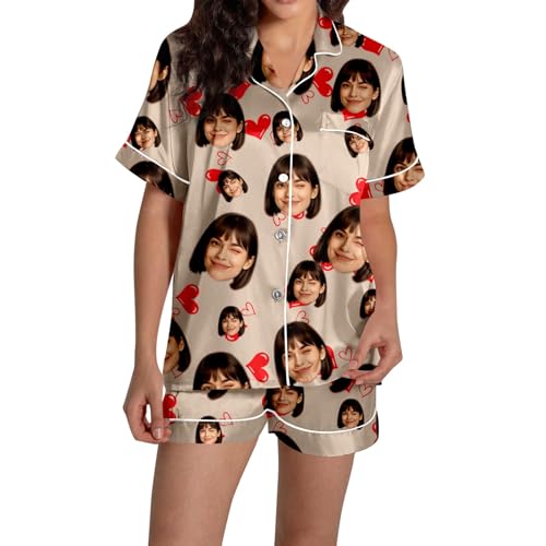 Pyjama satin floral femme haut de gamme à manches courtes et boutons
