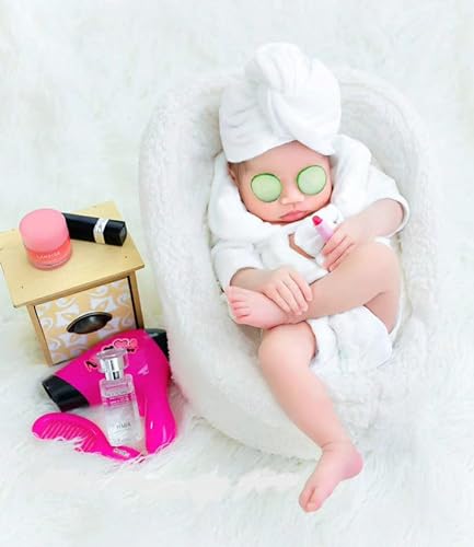 Image of BabyMoon Spa New Born Baby Photography Shoot Props Costume | 3-6 Months | Spa White