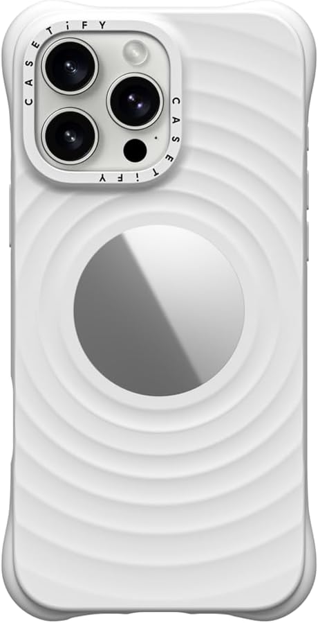 CASETiFY Ripple Mirror Case for iPhone 16 Pro Max [Silicone/Reflective/2X Military Grade Drop Tested/Compatible with Magsafe] - White