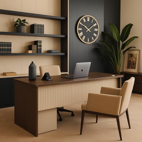 Image of Engineered Wood Office Table | 140 cm Single Workstation Desk with Drawer & Cabinet | Brown & Beige Laptop | Study | Computer Table for Home & Office Use