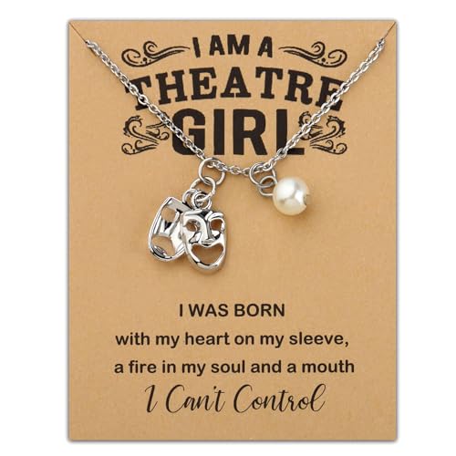MAOFAED Theatre Musical Gift Comedy And Tragedy Mask Musical Necklace For Her