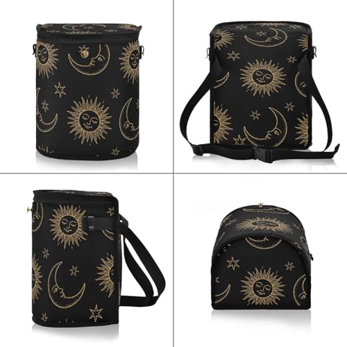Image of Bolaz Spill-Proof Car Trash Can | Leakproof Lining | Seat Hanging Auto Garbage Bag with Zipper Lid Bohemian Sun Moon Car Organizer Storage Bag(6cr7u)