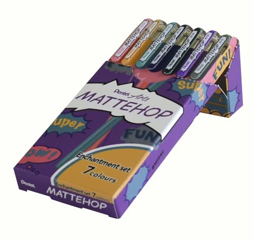 Pentel K110 MatteHop Enchantment Colours, Matte Gel Rollerball Pens, 1.0mm Tip (Wallet of 7), Pale Orange, Light Pink - Image 3