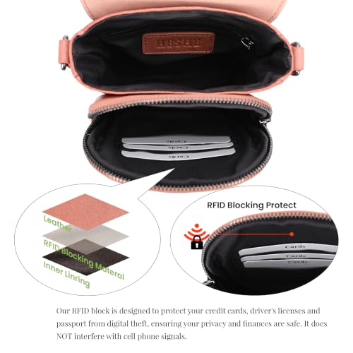 Image of HESHE Small Leather Crossbody Bag for Women RFID Phone Purse with Card Slot | Anti Theft,Genine Leather,Wide Adjustable Strap,Multi-Pocket Fits 6.9 inch Phone Trendy Shoulder Cross Body Bag for Daily,Travel