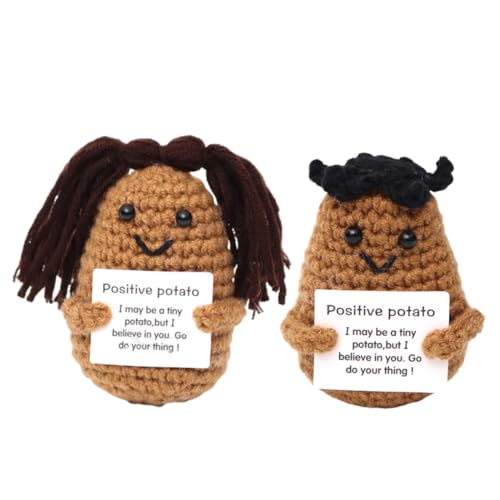 KEMUZ Patate Positive Française (Lot de 2) - Peluche Mignonne Laide pour Cadeau Original, Anti-Stress et Décoration Bureau, Idée Cadeau pour Ados et Adultes, Gadget Insolite pour Bonne Humeur
