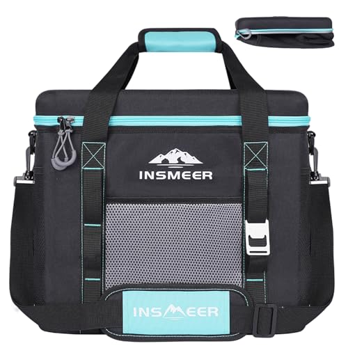 INSMEER Bolsa Térmica Isotérmica 40 Litros (60 Latas) - Mochila Térmica para Acampamento, Churrasco, Pesca, Piquenique e Praia, Com Alça de Ombro, Dobrável e Impermeável