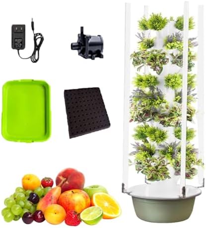 Hydroponic Growing System with LED Grow Light, 5-Layer Tower Kit for Herbs, Fruits & Vegetables, Complete Hydroponics Setup with Pump, Adapter & Net Pots