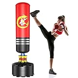 YOLEO Boxsack Standboxsäcke Trainingsgeräte Erwachsene Freistehender Standboxsack Boxing Trainer Heavy Duty Punchingsäcke (Rot)