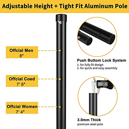 Fediman Heavy Duty Volleyball Net Outdoor with Steel Anti-Sag System, Adjustable Aluminum Poles, Volleyball and Carrying Bag, Professional Volleyball Nets Set for Backyard