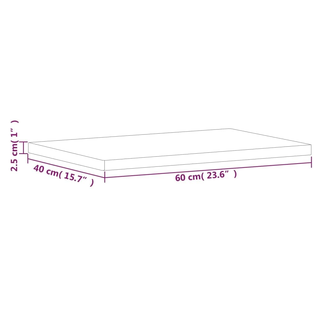 Piano 60x40x2,5 cm Legno Massello di Faggio, Top Bagno Piano per Lavabo da Appoggio
