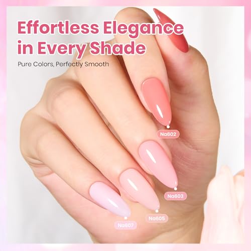 Image of Beetles Nude Gel Polish Set - 6 Colors HEMA-Free Summer 15ML Full Size Jelly Gel Polish Neutral Nude Pink Milky White Sheer Translucent Effect Full Size Soak Off UV Salon Colorful Bottle Gel Gifts