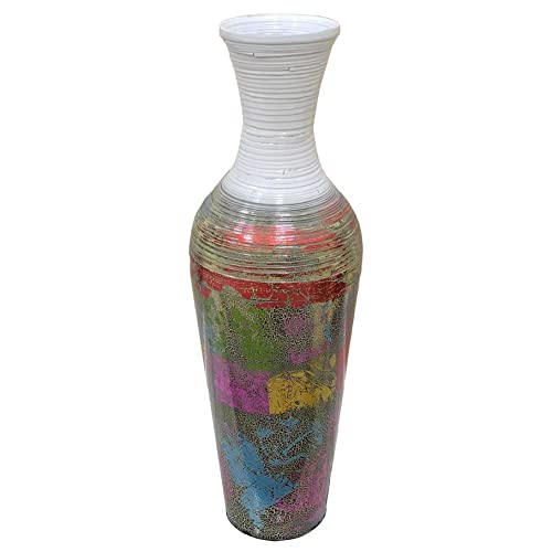 Uniquewise Tall Vases For Floor, Large Contemporary Bamboo Floor Vase For Dining, Living Room, Entryway Decoration Fill It With Dried Branches Or Flowers, 29", Multicolored, #TOP3