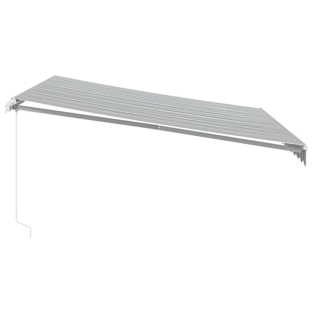 Festnight Store Banne Manuel 4x3,5 Auvent de terrasse Auvent Rétractable à Bras Repliable Store Balcon pour Resto,Café -Anthracite et blanc-400 x 350 cm
