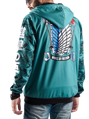 Image of ComicSense.xyz Unisex Anime Hoodie for Men and Women, Scout Regiment Green Cosplay Anime Hoodies