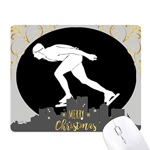 Tapis de souris hiver noir patiner sport silhouette pour une ambiance de Noël unique