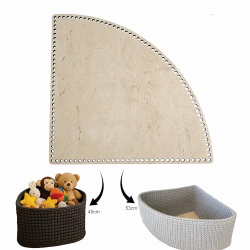 YourHobbyTools Suelo de madera de 6 mm de grosor en forma de círculo (forma de esquina) para cesta de ganchillo, base para ganchillo (agujeros de 12 mm, 50 cm)