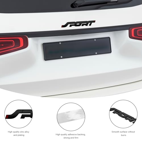 Image of 2 PCS Metal Car Sport Sticker, 3D Raised Car Fender Badge Front & Rear Tailgate Emblem with Sport Logo, Strong Adhesive Letters Decals for Front Hood Grill Rear Trunk (Black)