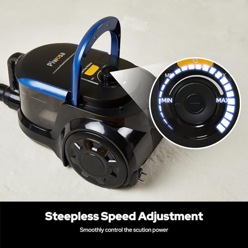 Image of Aircliff Piwosa Canister Vacuum Cleaner, 17KPA Suction Vac for Carpets /Hard Floors, Lightweight Bagless Canister Vacuum with HEPA, 2 Motor System, and 3 Cleaning Tools (Black)