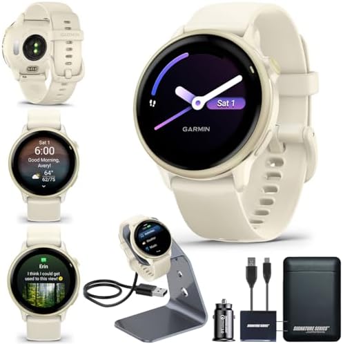 Garmin vivoactive 6 GPS Smartwatch with AMOLED Display, Lunar Gol...