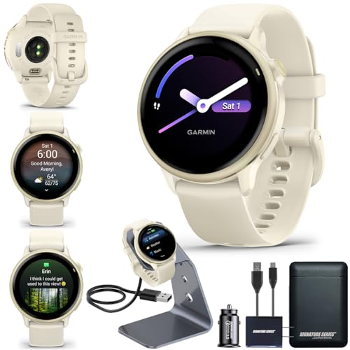 Garmin vivoactive 6 GPS Smartwatch with AMOLED Display, Lunar Gold