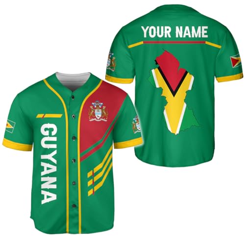 Custom Guyana Baseball Jersey Personalized Guyana Flag Pride Baseball Jersey Guyanese Guyana Flag Jersey Guyana miniatura 3