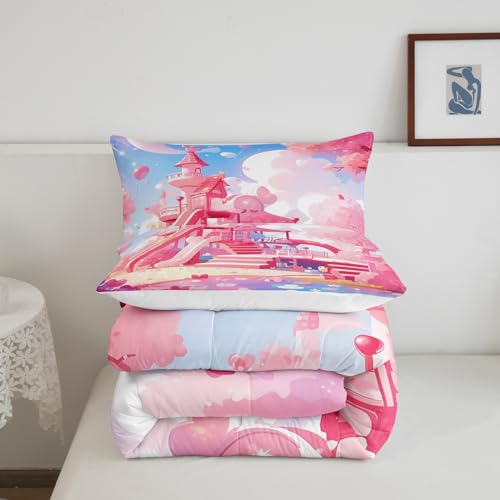Cama de cuento de hadas con edredón arcoíris infantil para dormitorios de niñas 6