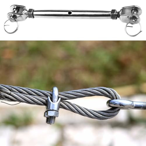 TIDTALEO 2pcs Tensores para Cables de Acero de Cuerpo Cerrado de Acero Inoxidable M8 Rigging Screw miniatura 5