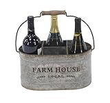 Deco 79 Metal Galvanized Farm House 6 Bottle Wine Holder, 13' x 9' x 7', Gray