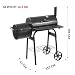 LEHMANN Holzkohlegrill & Smoker Grill 2-in-1, BBQ Grill mit Deckel, integriertem Thermometer und hitzebeständigem Griff, fahrbarer Grillwagen mit Rädern, 2-Kammern Standgrill für Garten, Schwarz
